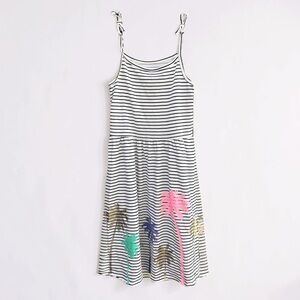 Girls Striped Palm Tree Summer Dress | Cute Beach Vacation Sundress Size 8